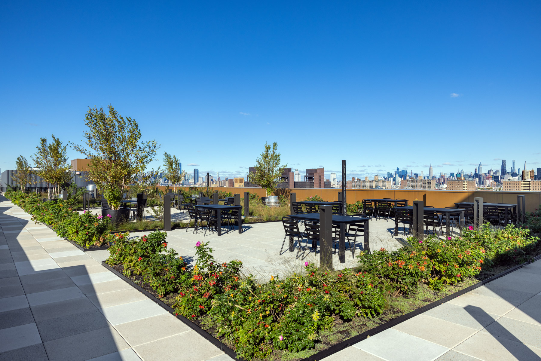 Roof Deck with tables, seating and garden